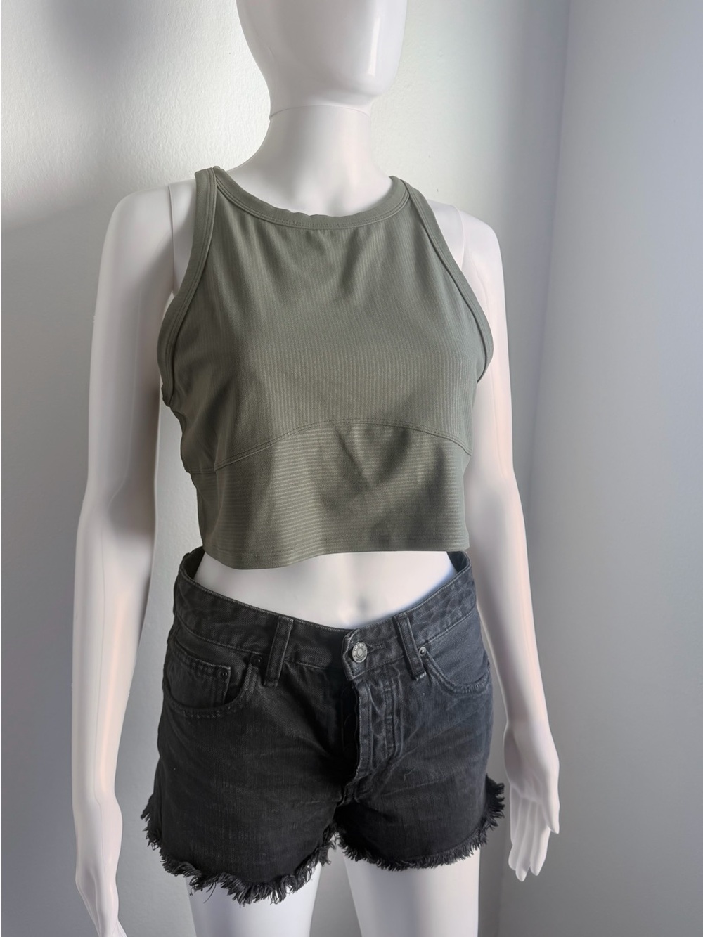 lululemon athletica Olive Ribbed Crop Tank